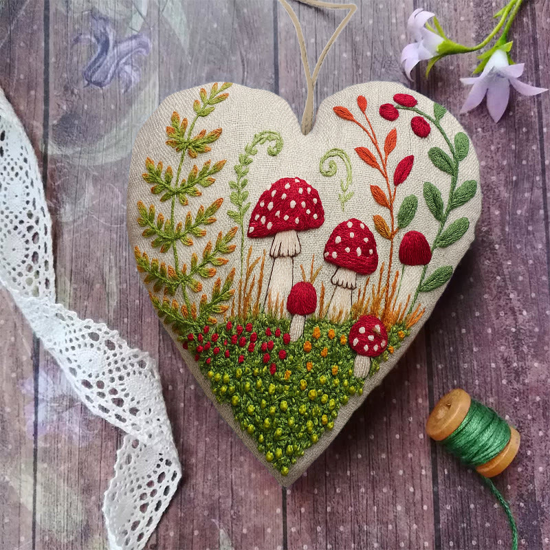 Rubbyoo Heart Embroidery Kit - Mushroom Forest | Beautiful Landscape Collection | Easy Artwork For Beginner  - image 3