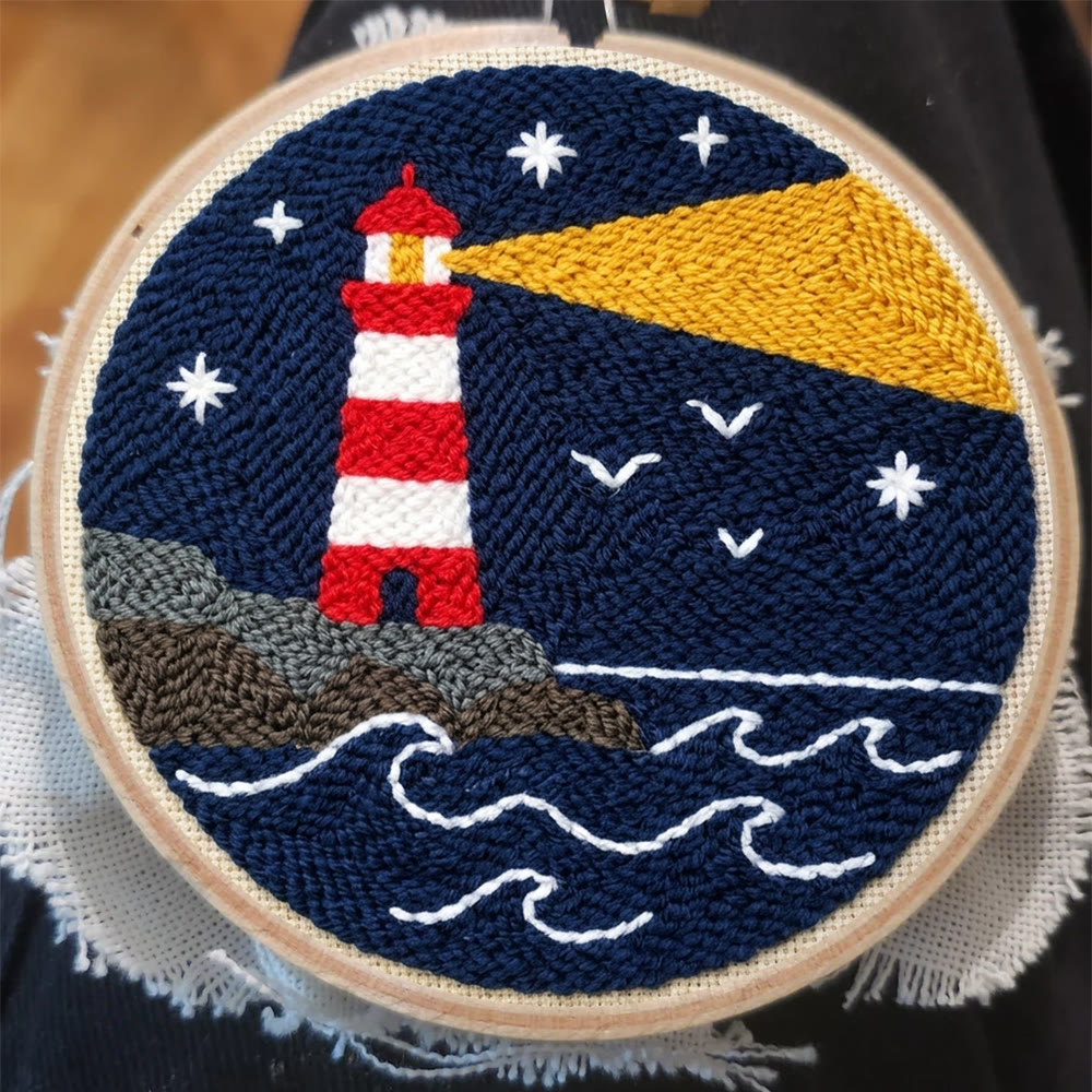 Sea & Lighthouse Punch Needle Kit - America 250 Pattern | 4th of July Gift  Good Idea - image 3