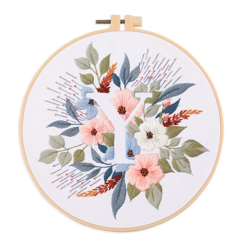 Rubbyoo Embroidery Kit - Floral Letter Pattern  For Craft Lover Hand Stitch - Y - image 29