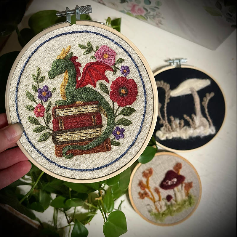 Rubbyoo Embroidery Kit - Fantasy Floral Dragon | Unique Animal Handicraft | Nice For Room Decor - image 3