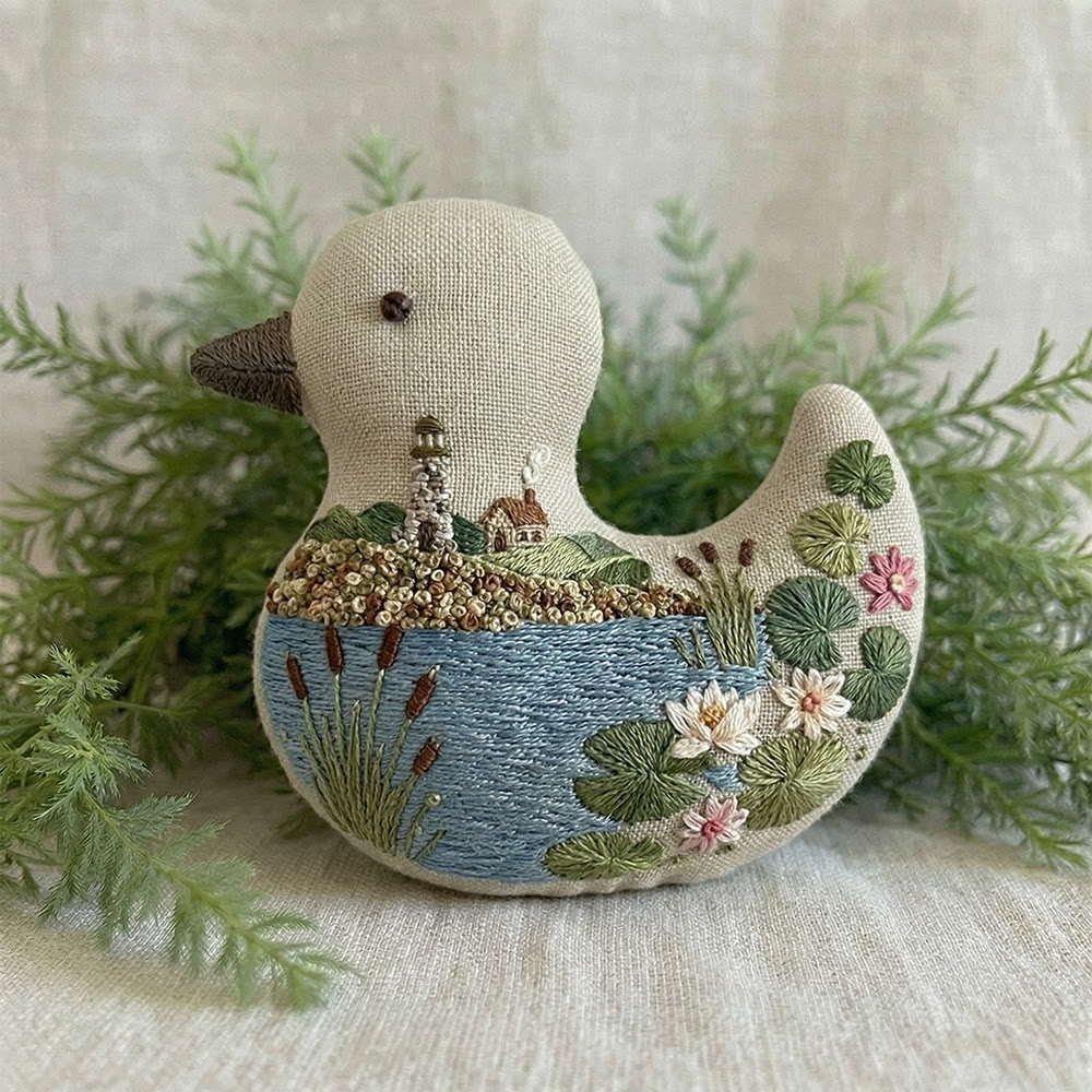 Rubbyoo Duck Embroidery Kit - Water Town Lotus |  Lovely Handmade Gift | Exquisite Small Ornament - image 1
