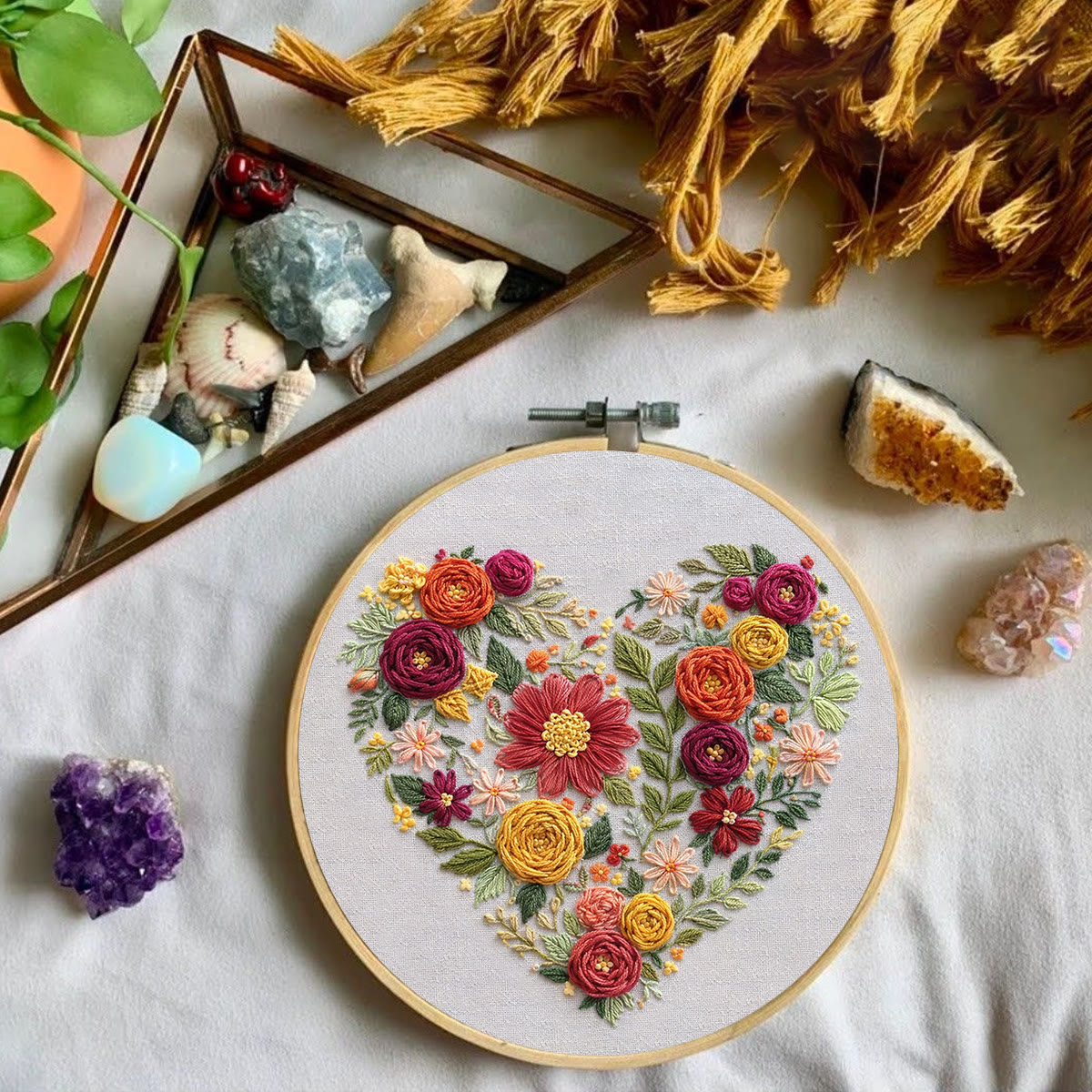 Rubbyoo Embroidery Kit - Floral Love | Modern Floral Heart | Diy Home Ornament - image 6