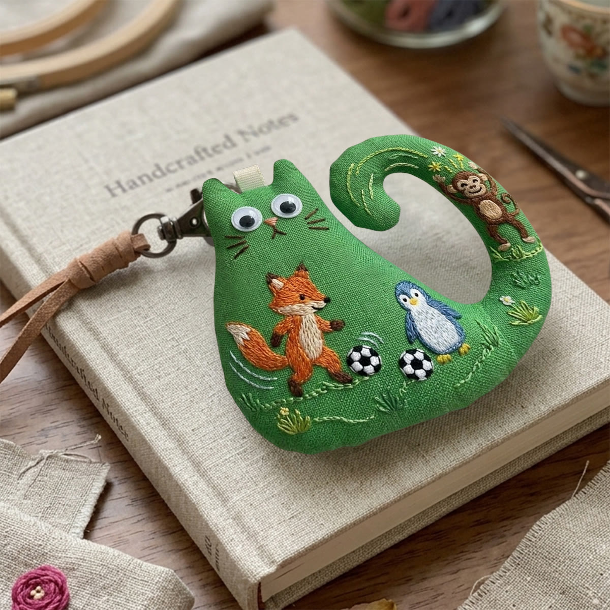 Rubbyoo Cat Embroidery Kit -  Fox Penguin Soccer | Unique Gift For Football Fans | Cute Purse Accessory - image 9