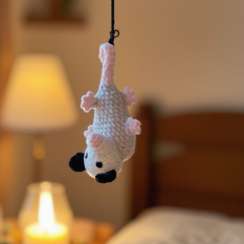 Diy Handmade Plush Opossum Crochet Kit - Car Mirror Hanging Accessory | Creative Crochet Doll  - image 3