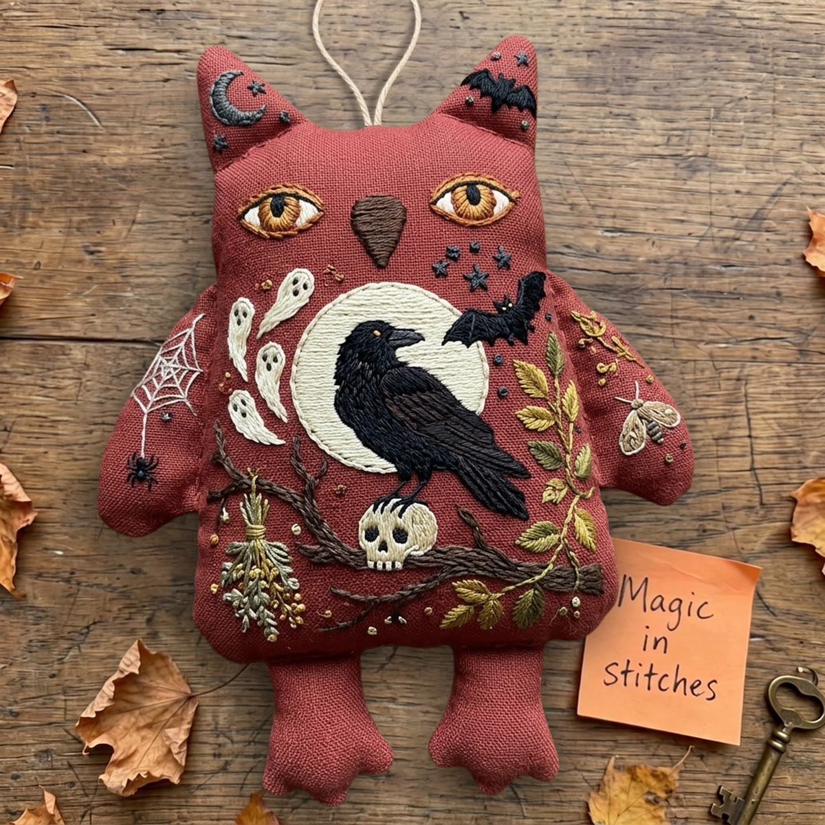Rubbyoo Owl Embroidery Kit -  Raven Under The Full Moon | Ideal Halloween Gift For Goth Lovers | Witchcore Spooky Night Design - image 6