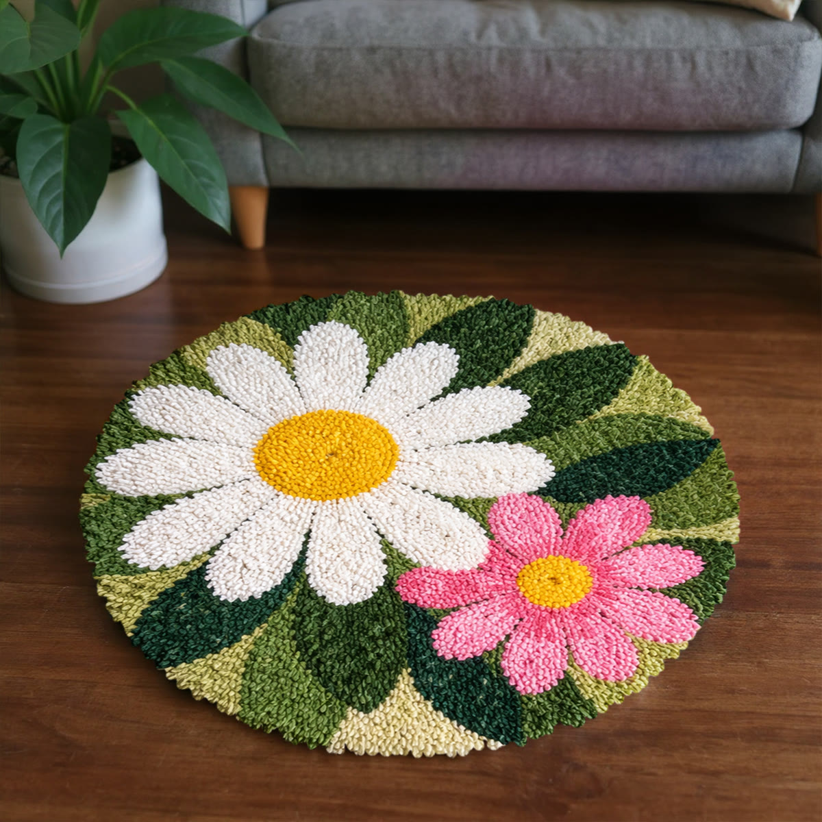 Rubbyoo Latch Hook Rug Kit - Blooming Daisy | Versatile Home Decor | Cute Bedroom Rug - image 4