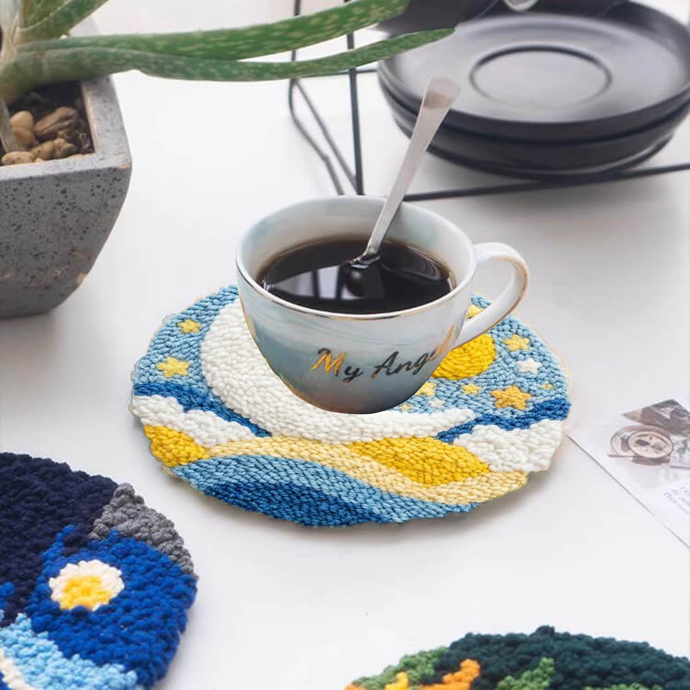 Starry Moon And Clouds Punch Needle Kit – Creative Diy Hoop Project | Unique Creative Project - image 5