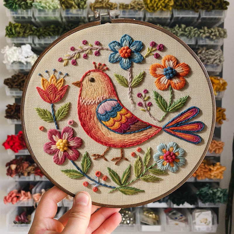 Rubbyoo Embroidery Kit - Bird And Flower | Diy Handmade Needlepoint  | Perfect For Beginners - image 7