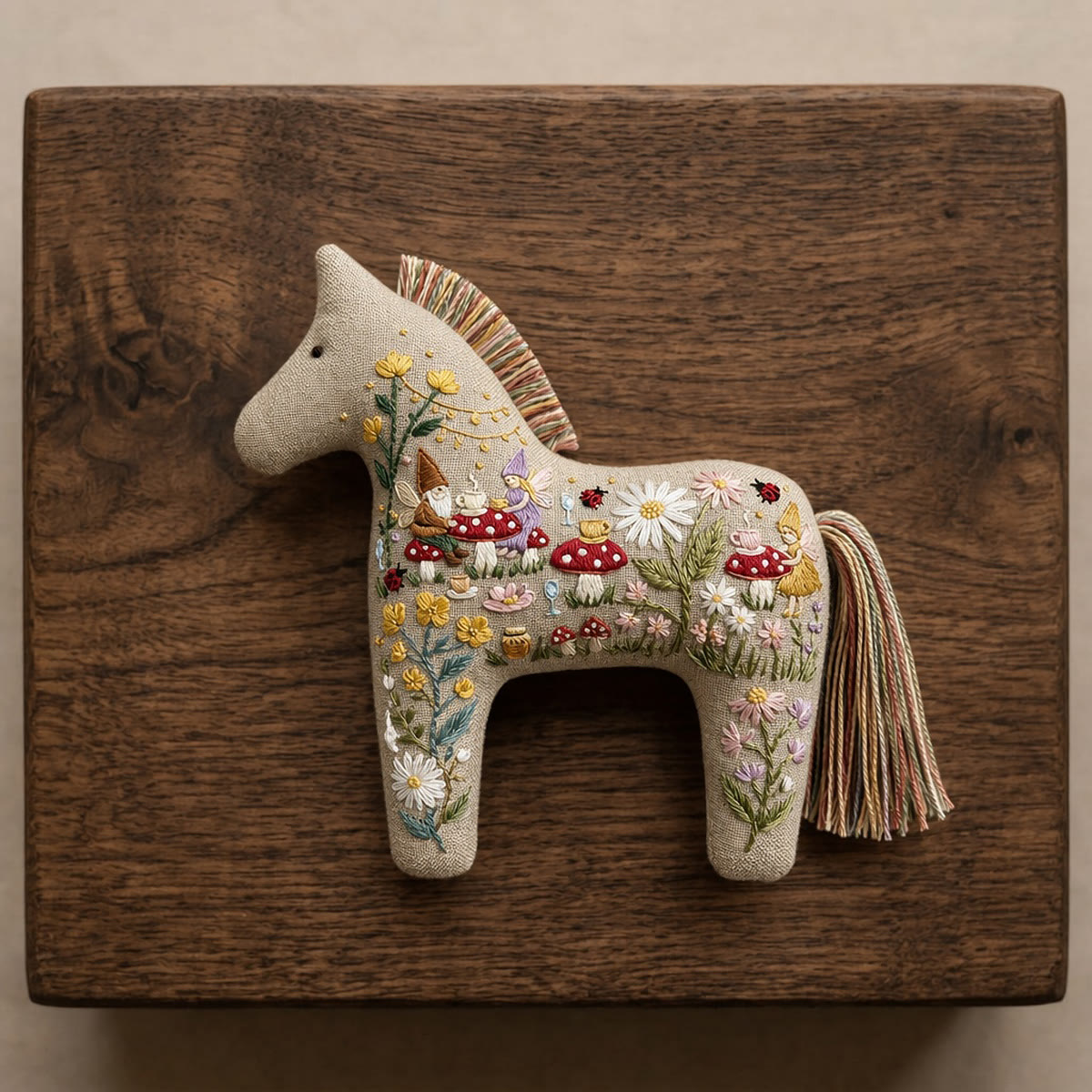 Rubbyoo Dala Horse Embroidery Kit - Garden Gnome | Whimsical Gift For Her | Handmade Bag Pendant - image 8
