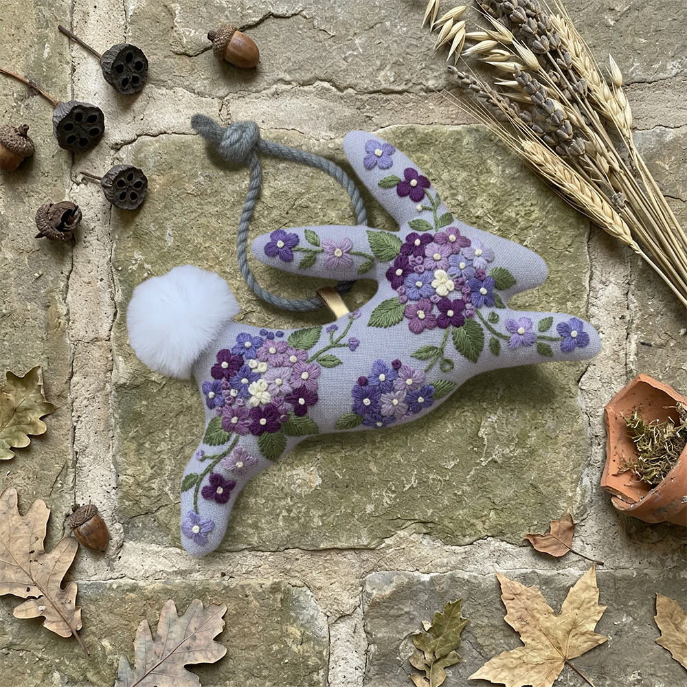 Rubbyoo Rabbit Embroidery Kit - Purple Floral Bouquet | Relaxing Craft | Top Gifting Choice - image 6