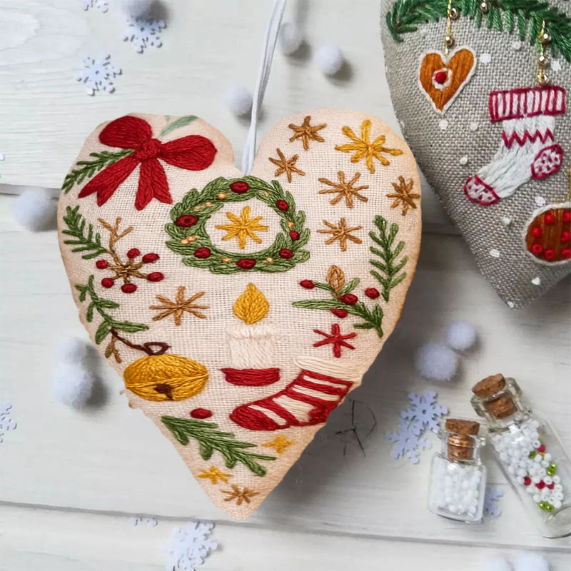 Rubbyoo Heart Embroidery Kit - Christmas Wreath | Personalized Hanging Decor | Unique Needle Craft - image 4