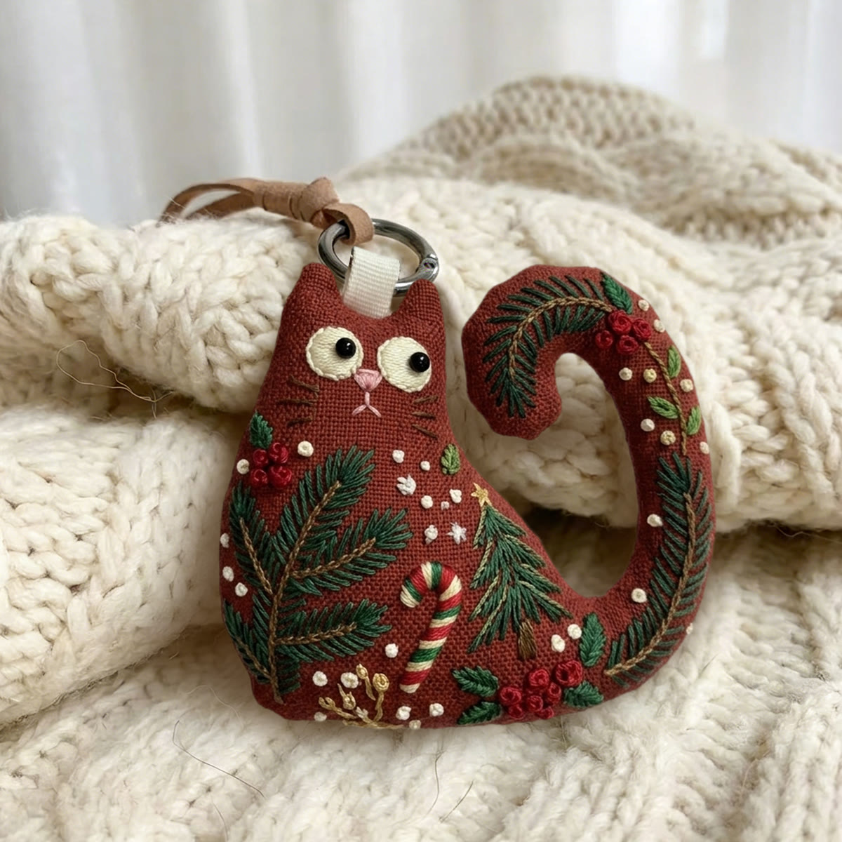 Rubbyoo Cat Embroidery Kit - Christmas Tree And Pine | Cute Gift For Her | Holiday Party Favor - image 3