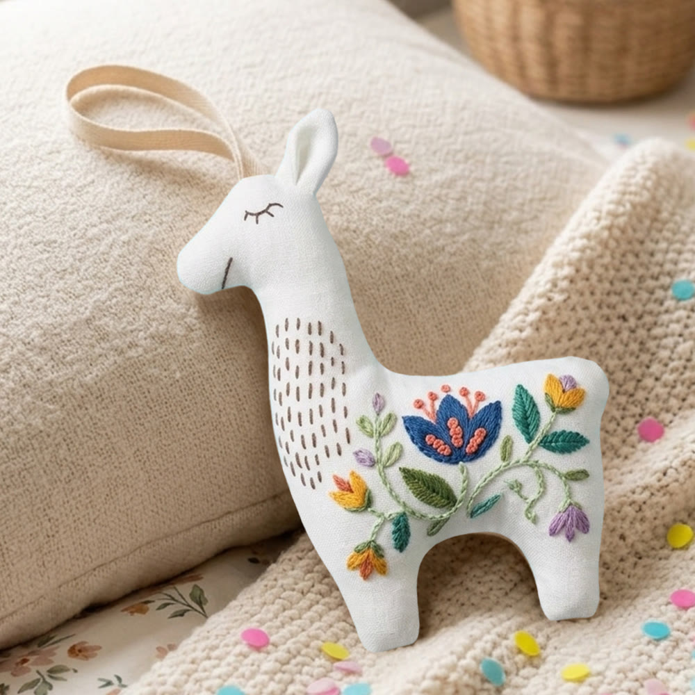 Rubbyoo Llama Embroidery Kit - Little Blooms | Handmade Adorable Gift | Diy Hanging Ornament - image 2
