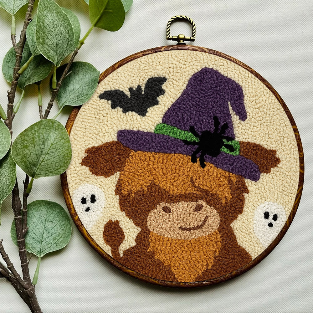 Wizard Cow Punch Needle Kit - Spooky Handmade Decoration | Personalized Animal Craft - image 8