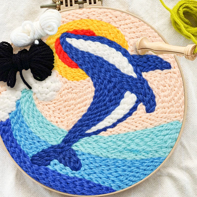 Leaping Orca Wave Punch Needle Kit - Easy Diy Project | Vibrant Home Statement - image 9