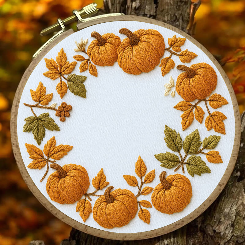 Rubbyoo Embroidery Kit - Pumpkin Wreath | Creative Needle Art | Easy Halloween Handicraft - image 5