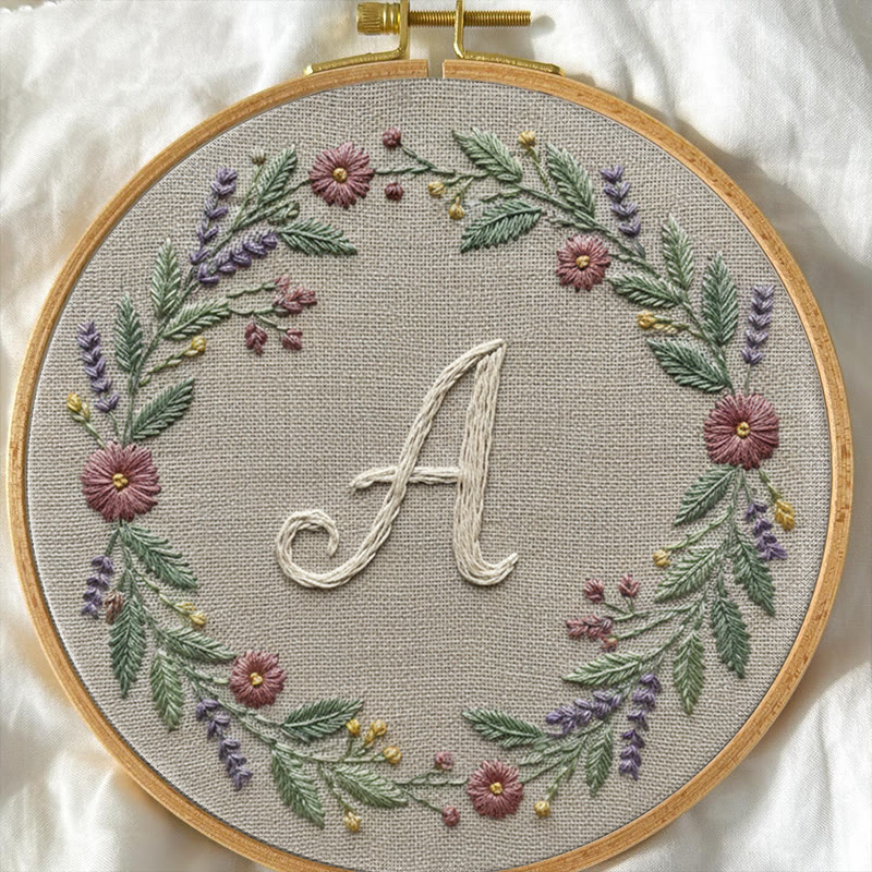 Rubbyoo Embroidery Kit - Alphabet Floral Wreath | 26 Letter Handmade Craft | Diy Wall Hanging Decoration - image 7