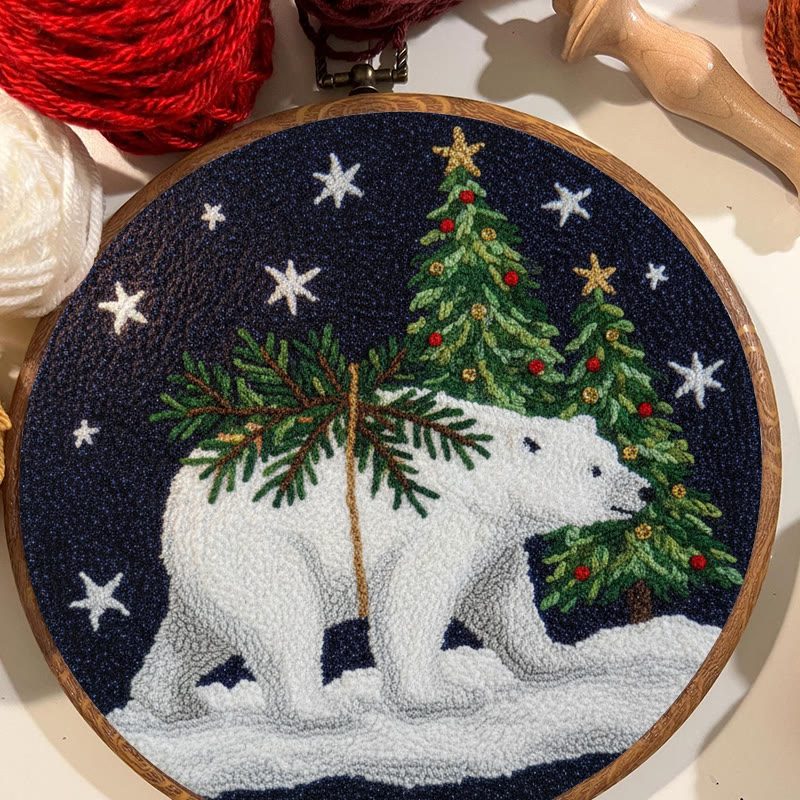 Polar Bears Punch Needle Kit - Christmas Tree Ornament | Easy Handmade Craft For Adults - image 7