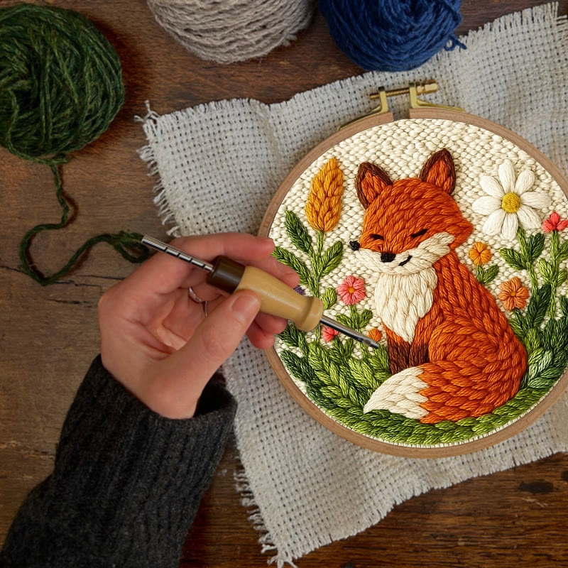 Floral Fox Punch Needle Kit - Lovely Handmade Craft | Perfect For Birthday Gift - image 6