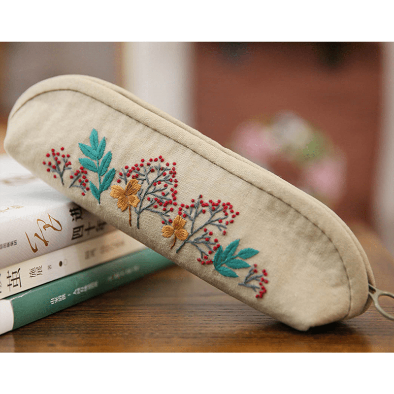 Beginner Hand Embroidery Pencil Case with Embroidery Flower Kit| Sew Stationery Organizer - image 8