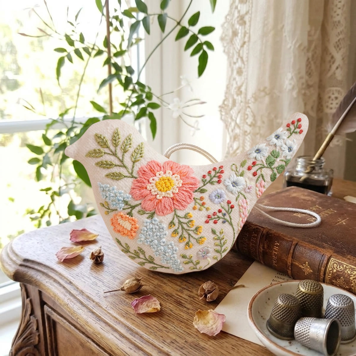 Rubbyoo Bird-shaped Embroidery Kit - Wildflower Garden Design | Diy Handmade Gift For Mom | Whimsical Wall Decor - image 7