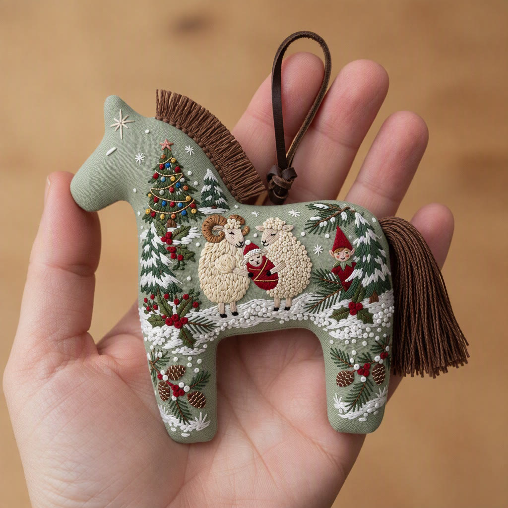 Rubbyoo Dala Horse Embroidery Kit - Nordic Christmas Tale | Cozy Holiday Home Decor | Nature Hoop Art Gift For Kids - image 7