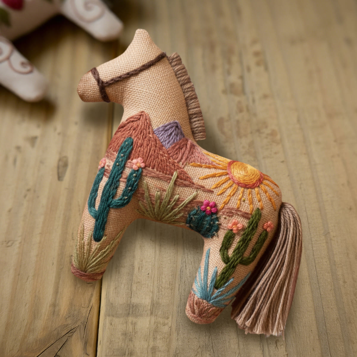 Rubbyoo Dala Horse Embroidery Kit - Desert Scenery | Sewing Handmade Gift | Interesting Pendant - image 6