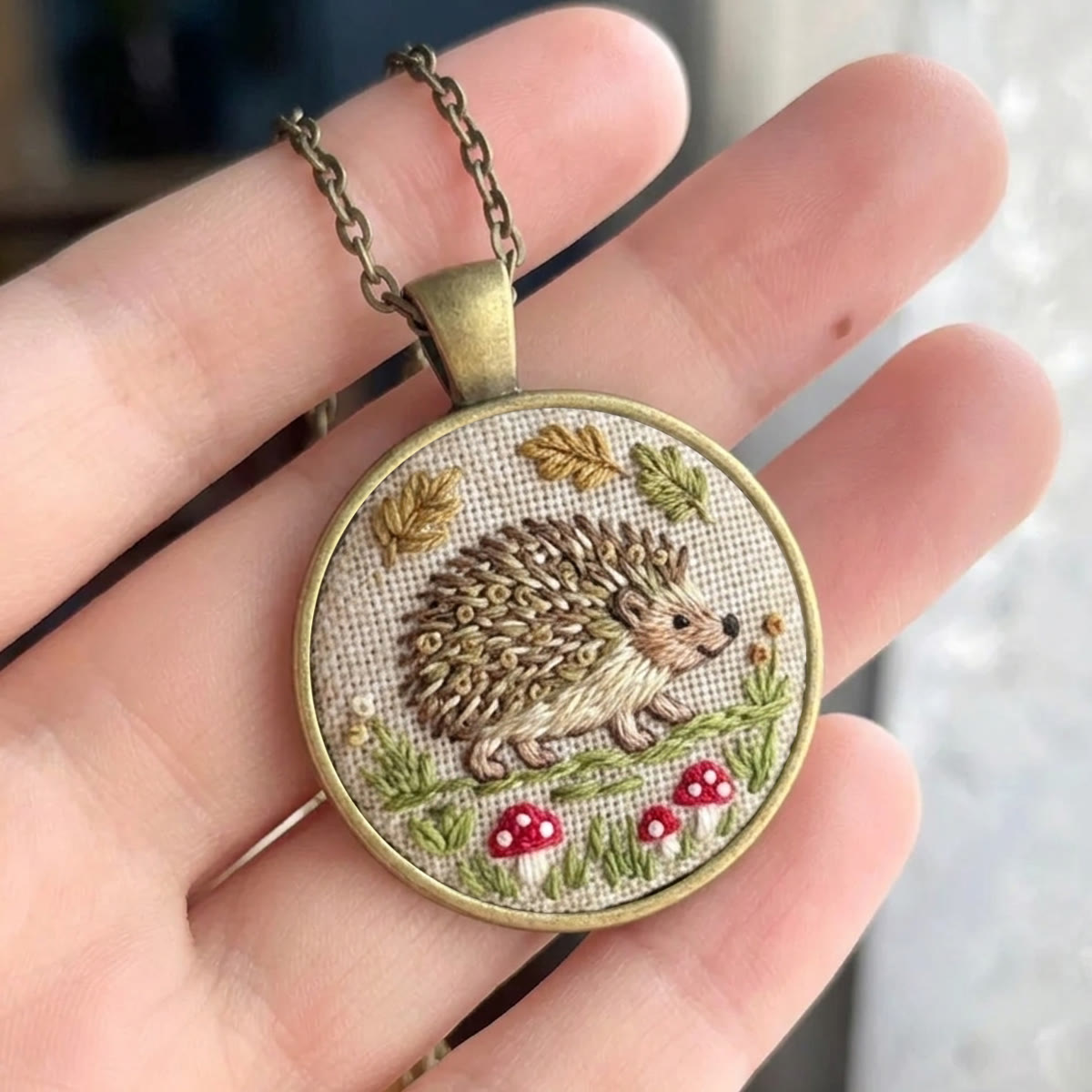Rubbyoo Embroidery Accessories Kit - Cute Hedgehog And Toadstool | Gift For Her | Vintage Style Forestcore Jewelry - image 10