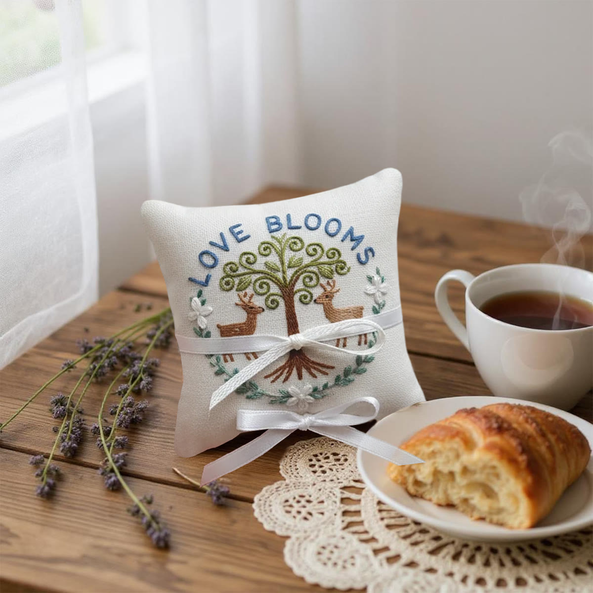 Rubbyoo Personalized Ring Bearer Pillow Embroidery Kit - Tree And Deer Emblem | Embroidered Gift Piece | Key Holiday Commemorations - image 5