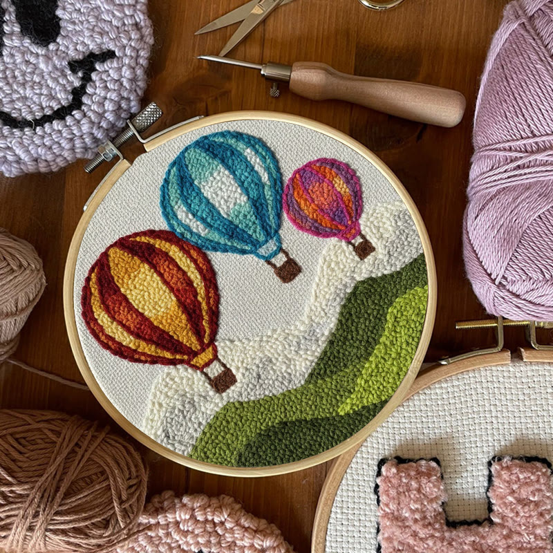 Vibrant Hot Air Balloon Landscape Punch Needle Kit – Cozy Indoor Decor Piece | Delightful Handmade Craft - image 10