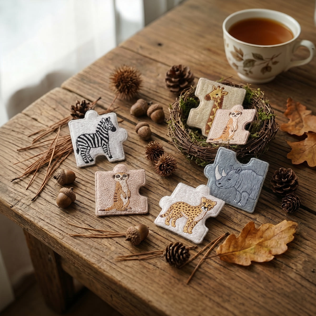 Rubbyoo Diy Magnet & Brooch Embroidery Puzzle Kit - Jungle Animals Set | Refrigerator Decor - image 6