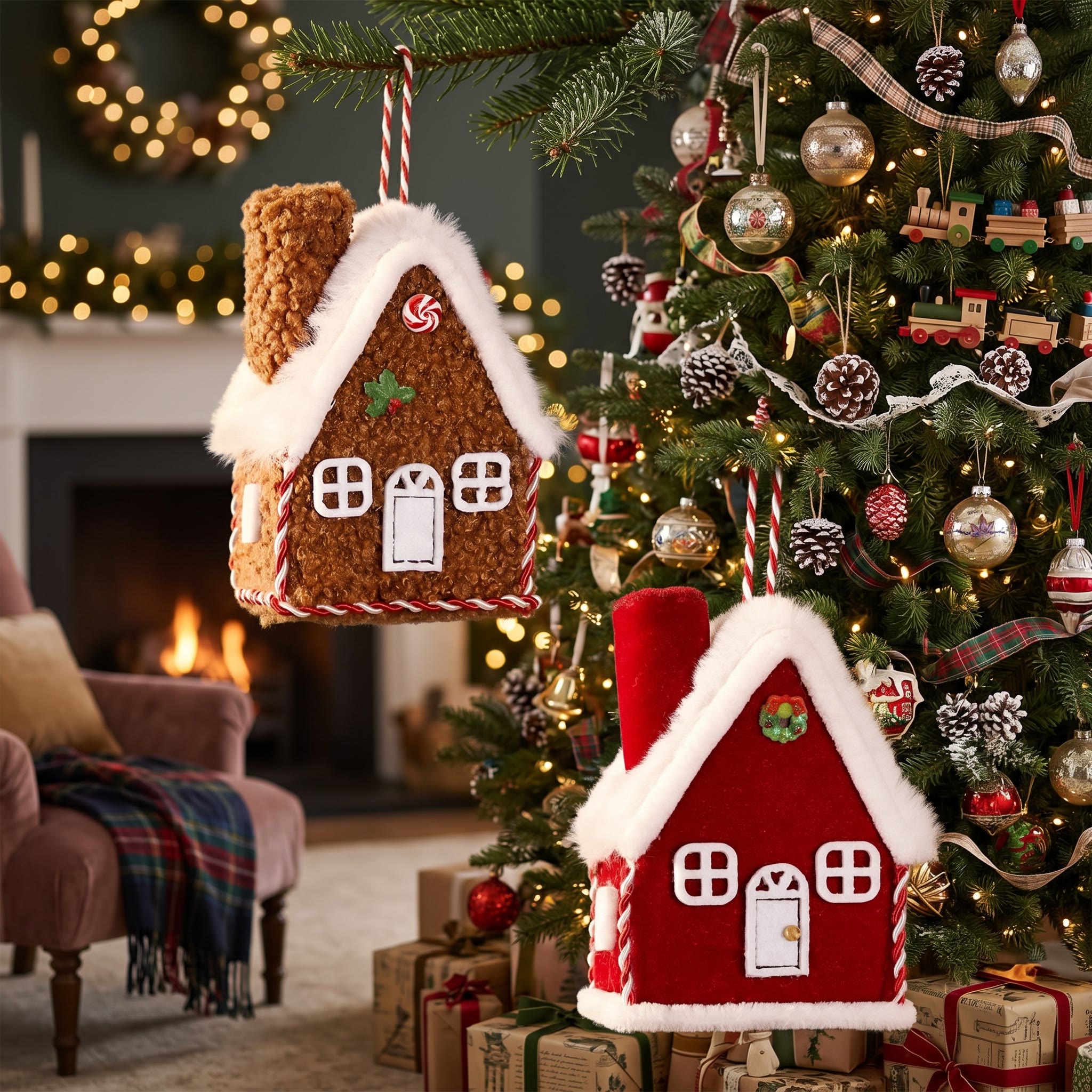 Rubbyoo Mini Christmas House - Festive Fabric Room Ornament| Charming Cozy Xmas Tree Hanging - image 6