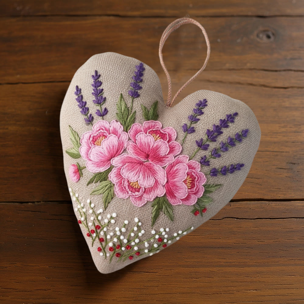 Rubbyoo Heart Embroidery Kit - Pink Peony With Lavender Accent | Exquisite Handmade Craft | Elegant Gifting Pick - image 9