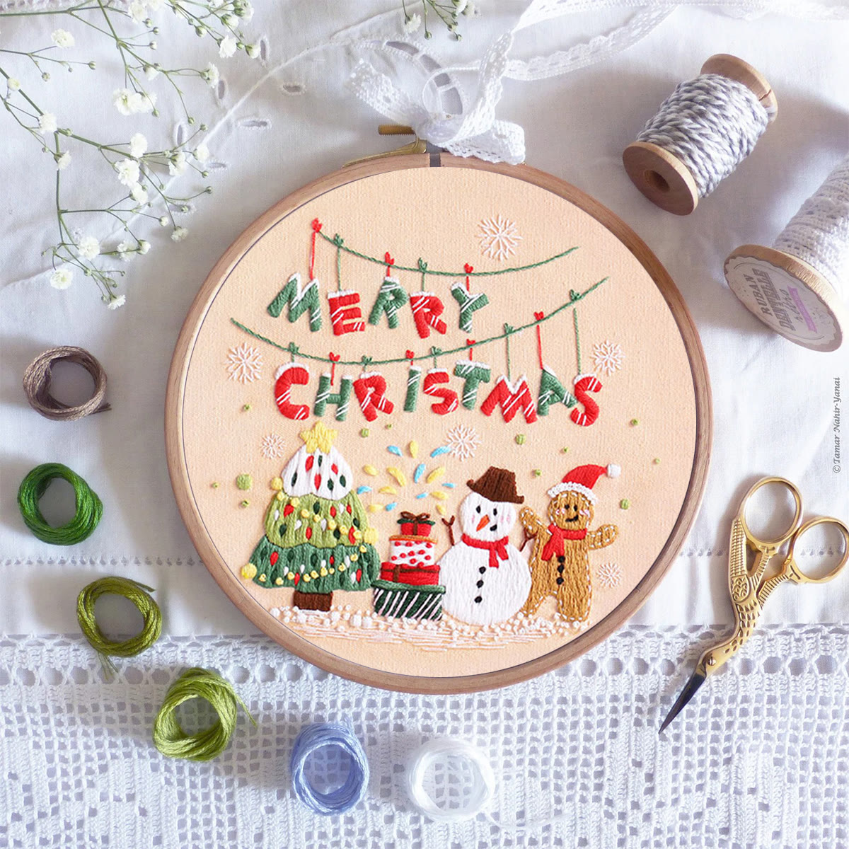 Rubbyoo Embroidery Kit-Snowman Gingerbread Man Christmas Tree - image 8