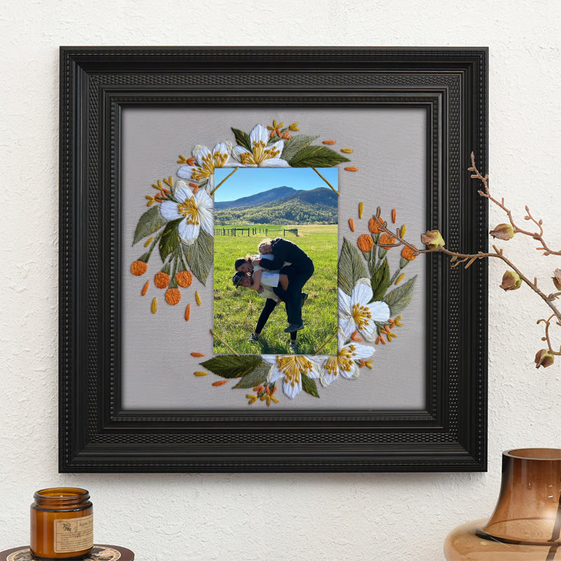 Rubbyoo Embroidery Photo Frame Kit - Beautiful White Flower | Handmade Anniversary Gift | Diy Picture Holder - image 10