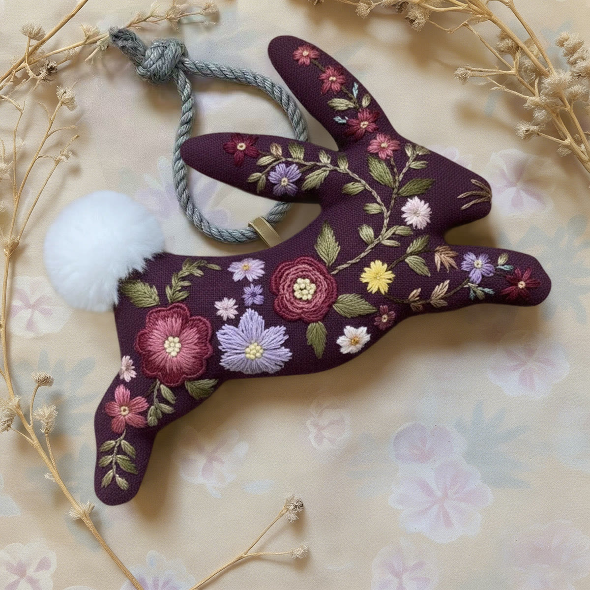 Rubbyoo Rabbit Embroidery Kit - Floral Bunny  | Gift For Her | Diy Holiday Decoration - image 4
