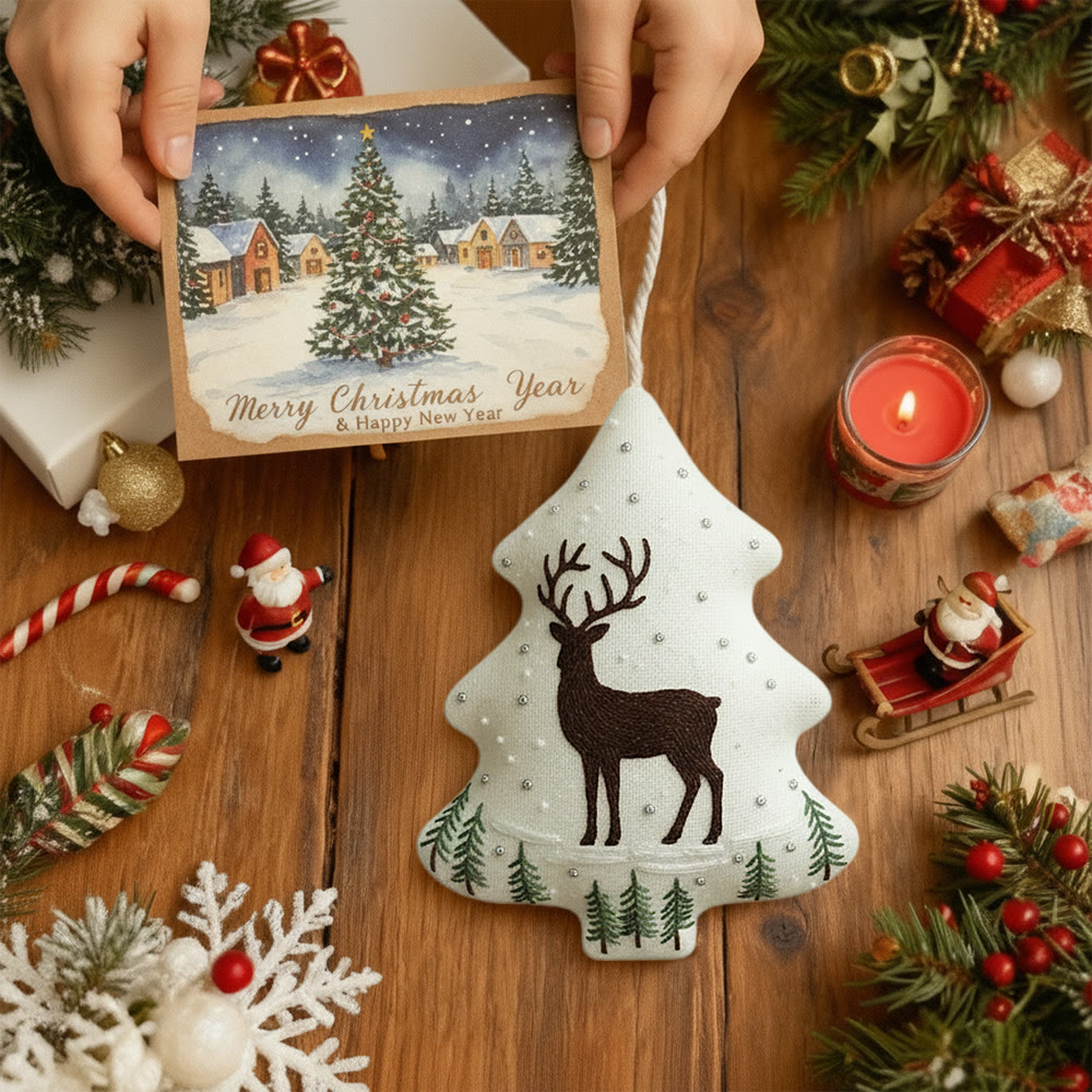 Rubbyoo Tree-shaped Embroidery Kit - Winter Deer And Pine Sprigs | Gentle Winter Stitching | Thoughtful Holiday Gift - image 6