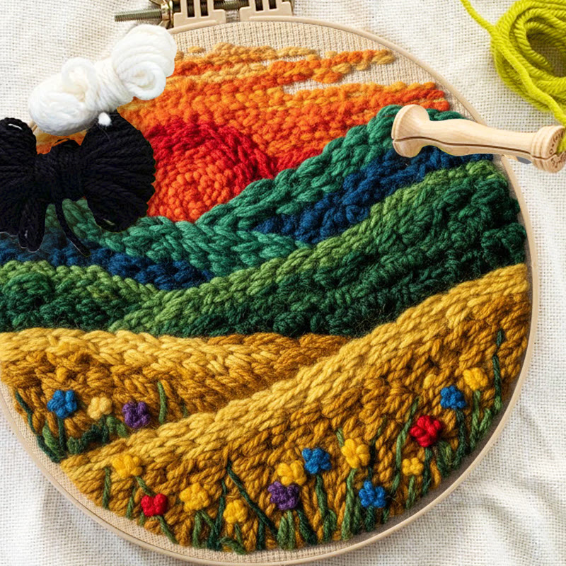 Vibrant Sunset Flower Field Punch Needle Kit – Exquisite Decorative Pendant | Top Gifting Choice - image 11