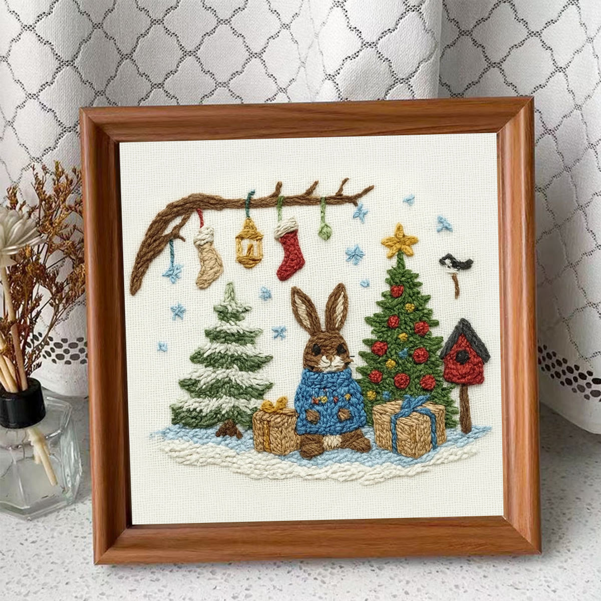 Rubbyoo Embroidery Kit - Christmas Bunny | Lovely Animal Craft  | Nice Holiday Gift Idea  - Embroidery Kit Plus An Extra Frame - image 10