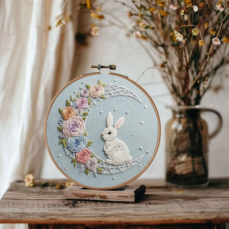Rubbyoo Embroidery Kit - Floral Moon Bunny | Enchanting Diy | Dreamy Gift Idea - image 5