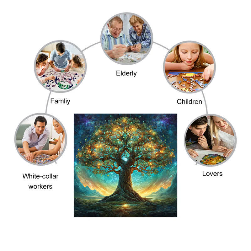 Rubbyoo Tree of Nightlife - Wooden Jigsaw Puzzle