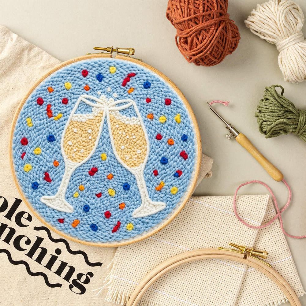 Champagne Cheers  Punch Needle Kit - Colorful Celebration Theme | Useful Housewarming Party Accent - image 7