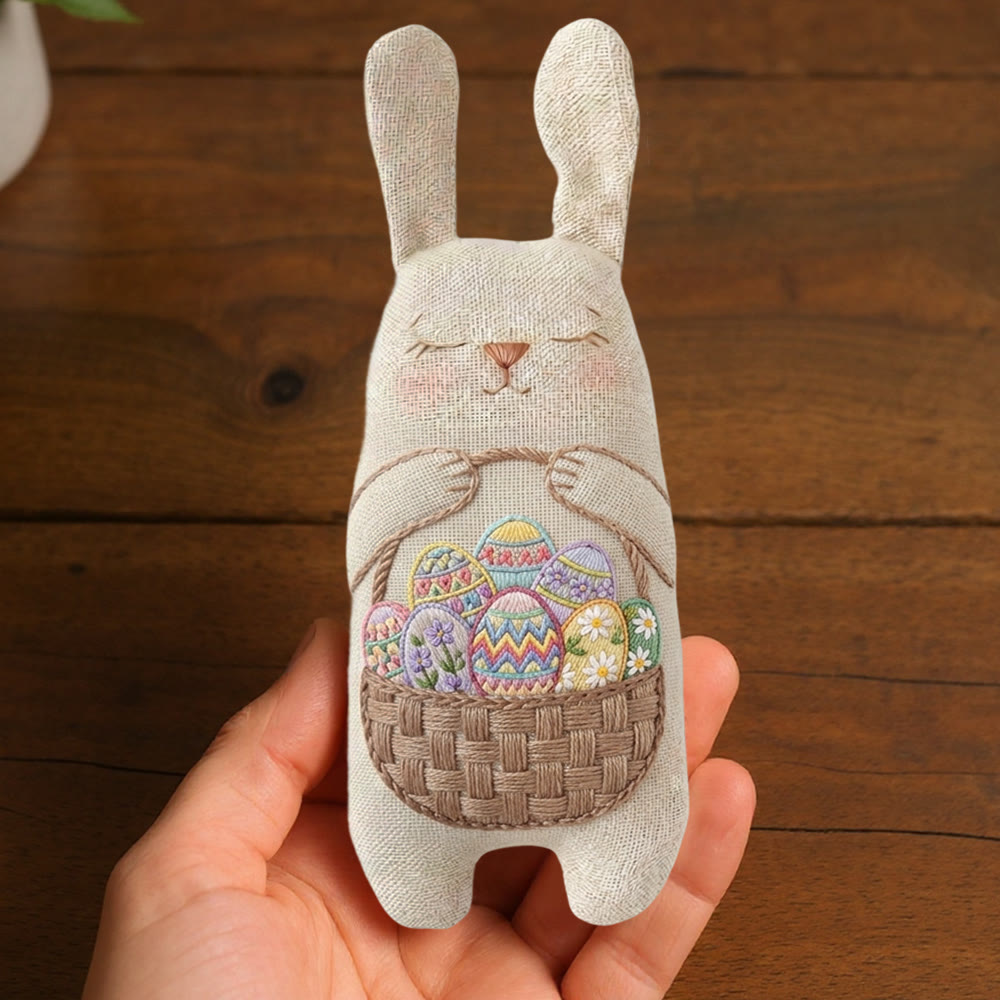 Rubbyoo Bunny Toy Embroidery Kit - Patterned Egg Basket | Easy Sewing Kit |stuffed Bunny Toy - image 6