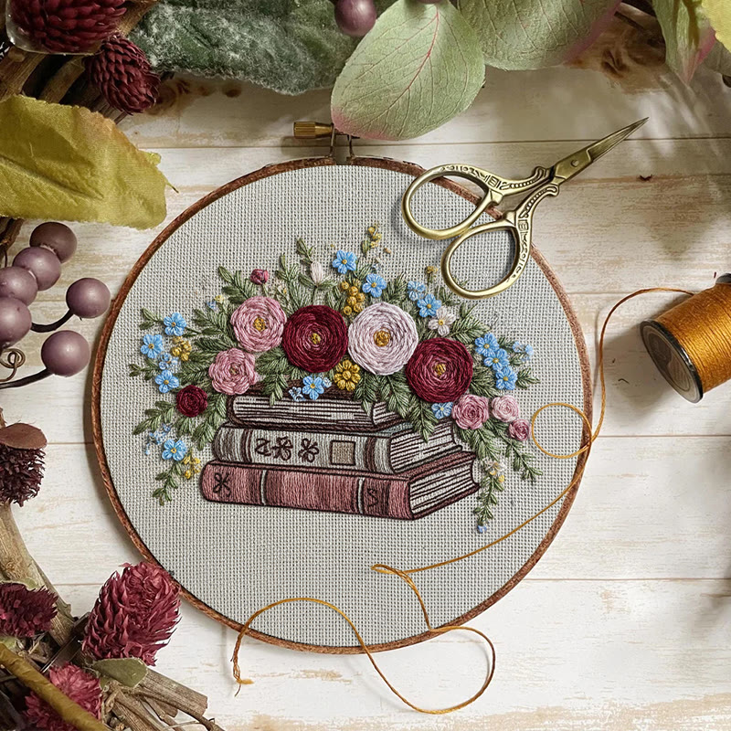 Rubbyoo Embroidery Kit - Floral Book Bouquet | Handcrafted Decorative Art | Perfect For Gift - image 9