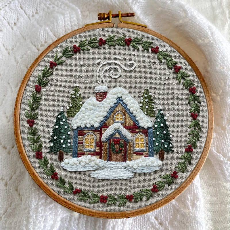 Rubbyoo Embroidery Kit - Winter Chalet | Christmas Stitch Artwork | Handmade Wall Decor - image 4