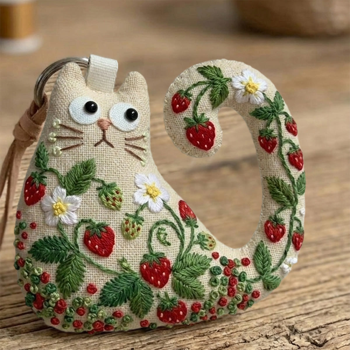 Rubbyoo Cat Embroidery Kit - Wild Strawberry Vine | Whimsical And Sweet Gift | Summer Bag Decor  - image 10