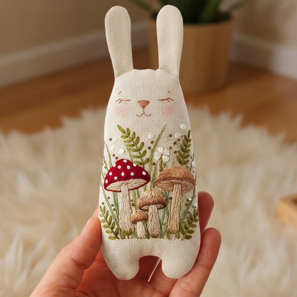 Rubbyoo Bunny Toy Embroidery Kit - Mixed Mushroom And Foliage | Beginner Sewing Kit | Handcrafted Stuffed Bunny - image 4