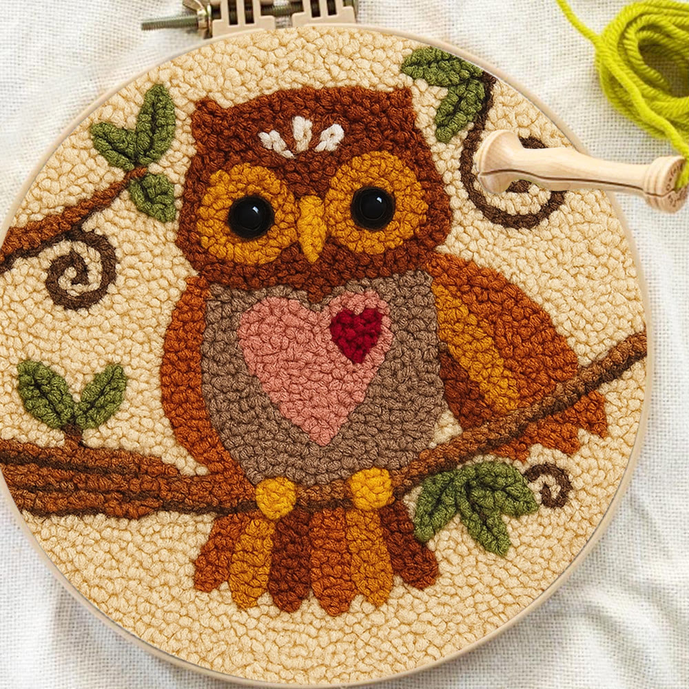 Heart Owl Punch Needle Kit - Diy Beginner | Whimsical Home Handmade - image 11