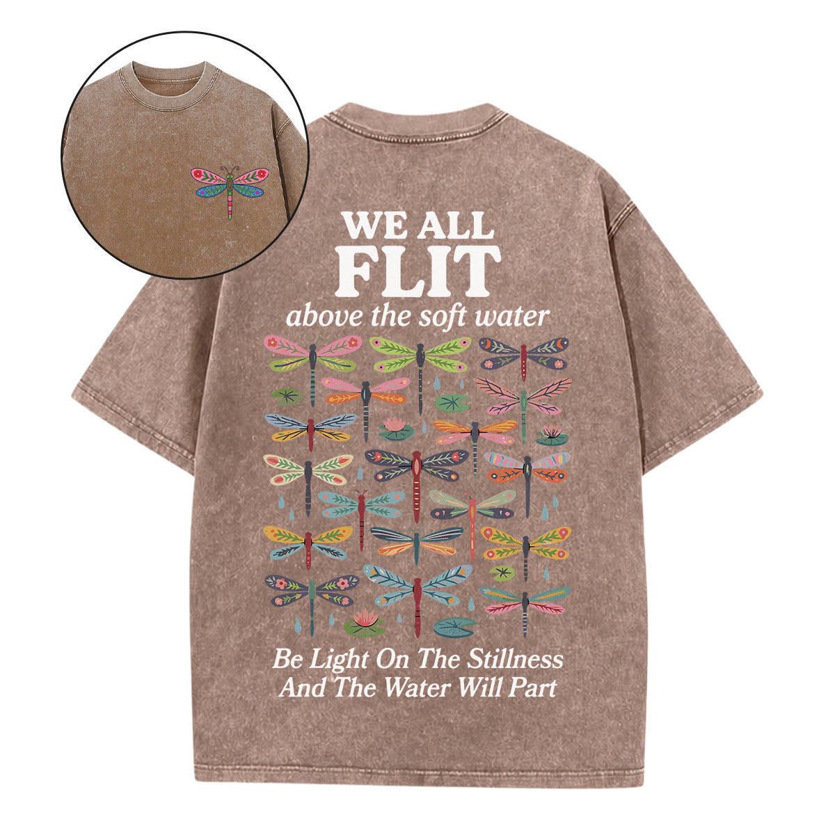 Rubbyoo We All Flit Above The Soft Water Double Sided Unisex Washed T-shirt - Coffee - 5XL - image 19