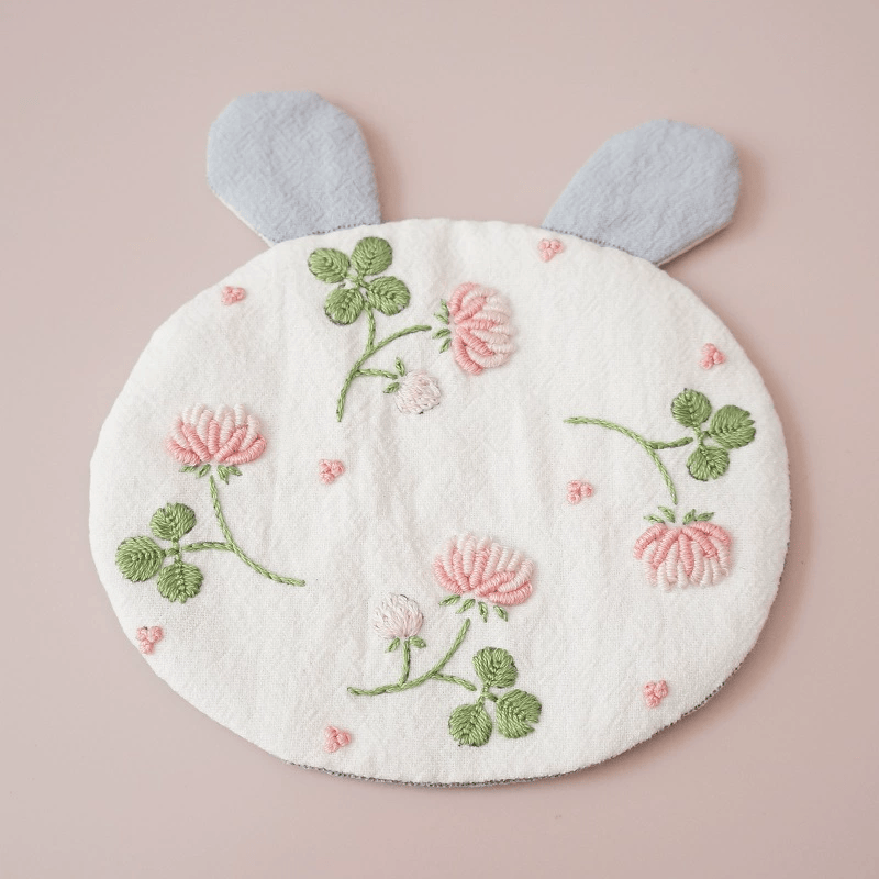 Embroidery Rabbit Coasters Kit | Creative Handmade Craft | Unique Home Decoration - Clover - White - image 10